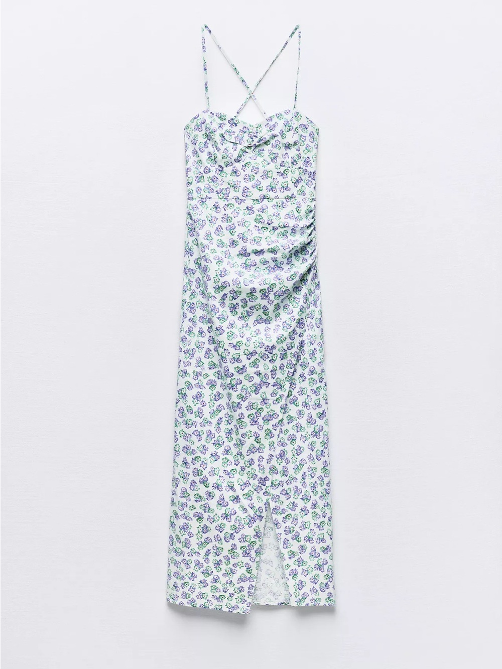 ZARA floral linen blend maxi dress